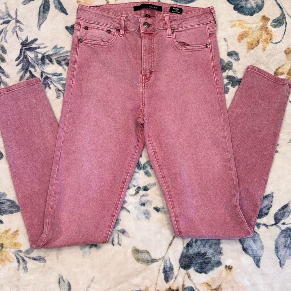 HI WIRE High Skinny KILL CITY Pink Slim Stretchy Jeans 29